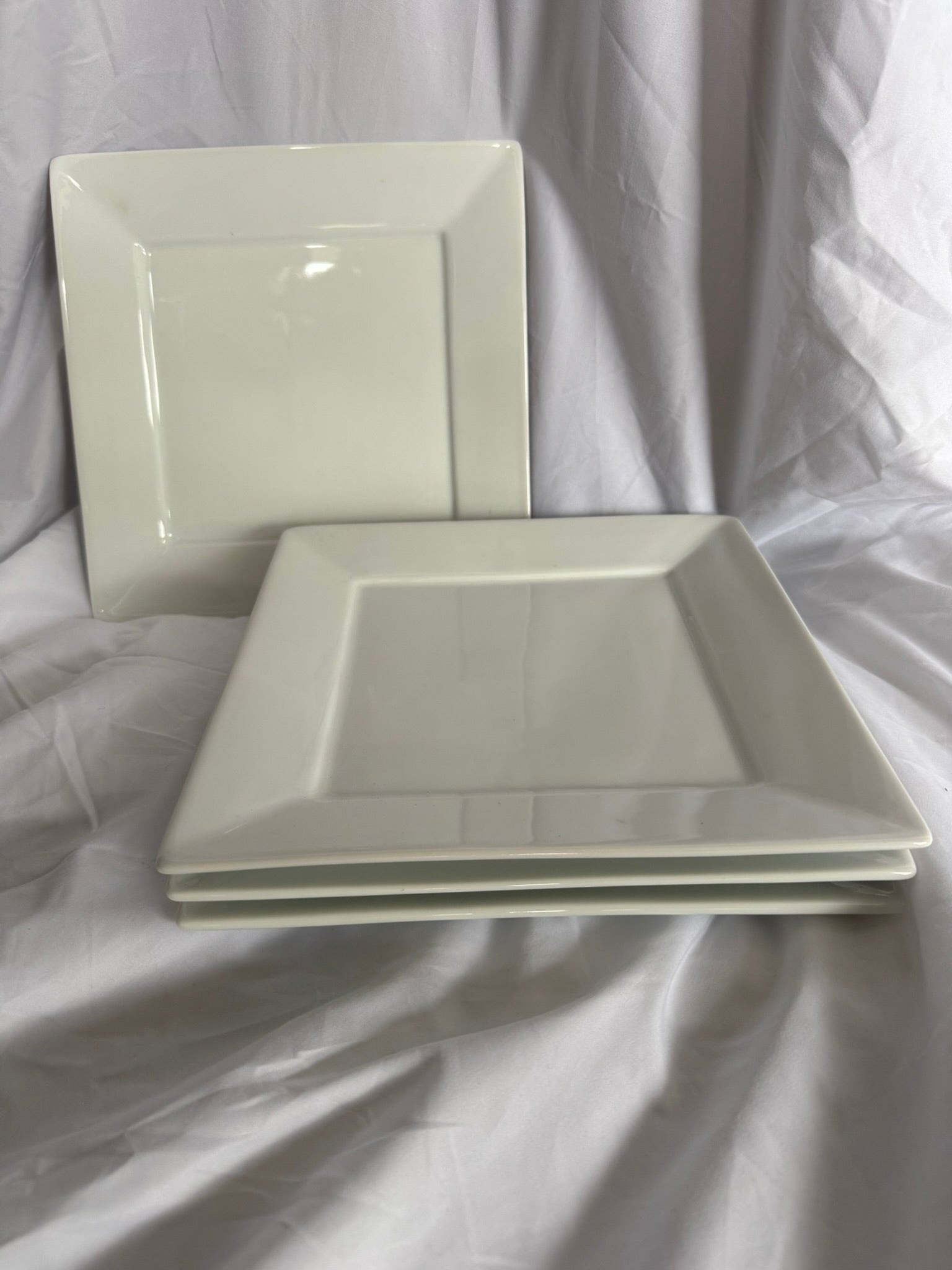 WHITE SQUARE SALAD PLATES SET OF 4