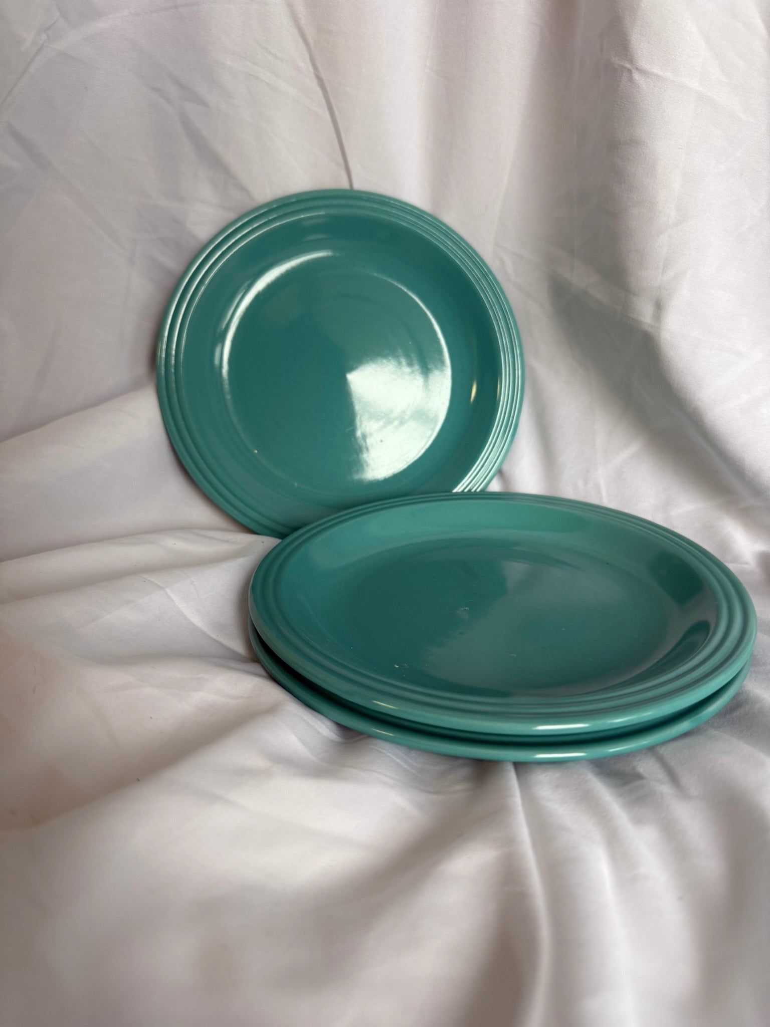 TEAL SALAD PLATES SET OF 3