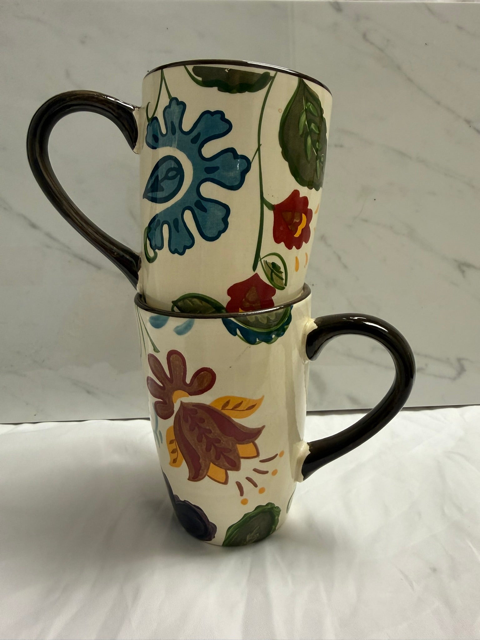 FLORAL PAINTED MUGS SET OF 2