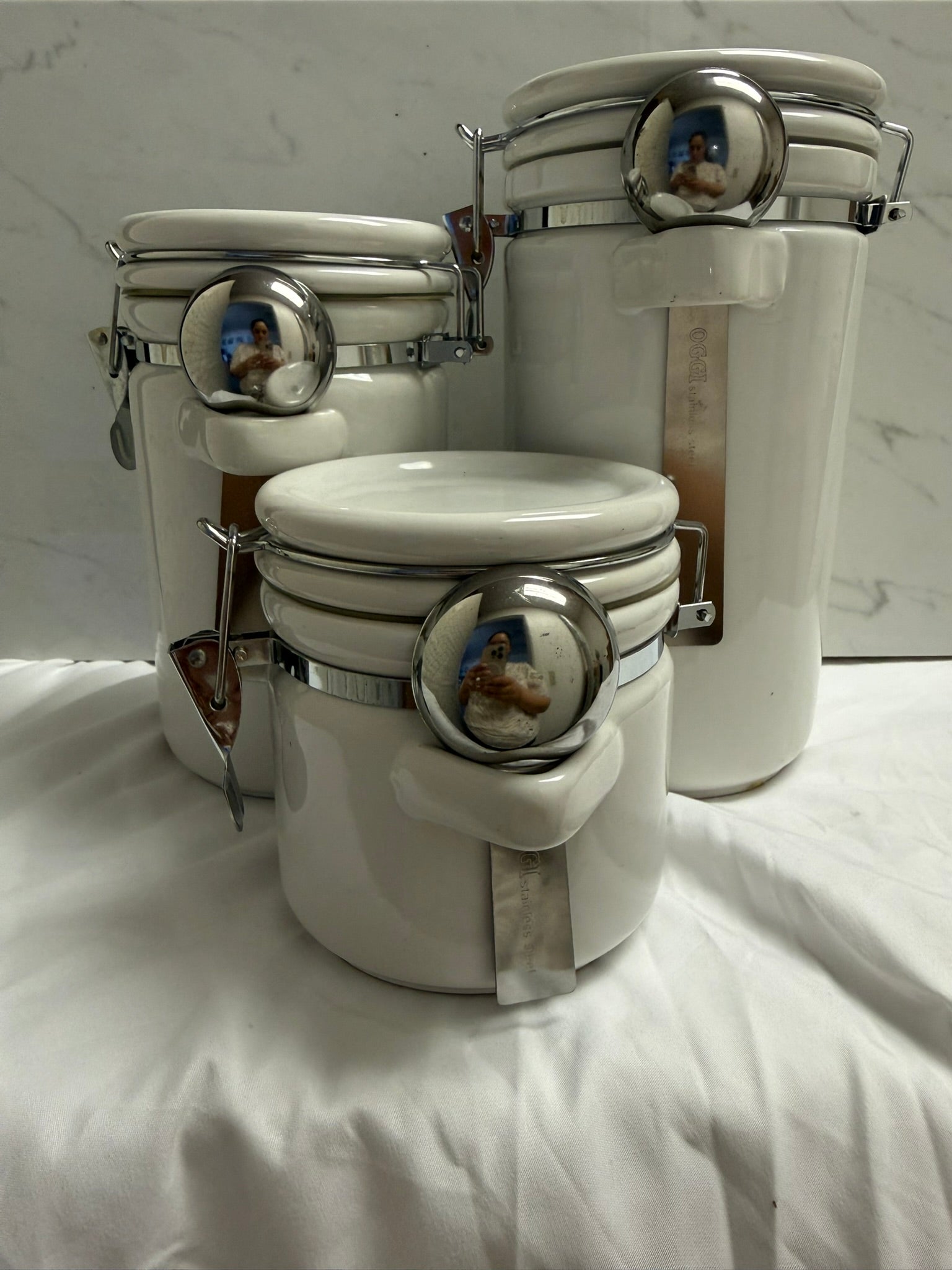 ROUND STORAGE CANISTERS WITH SPOONS SET OF 3
