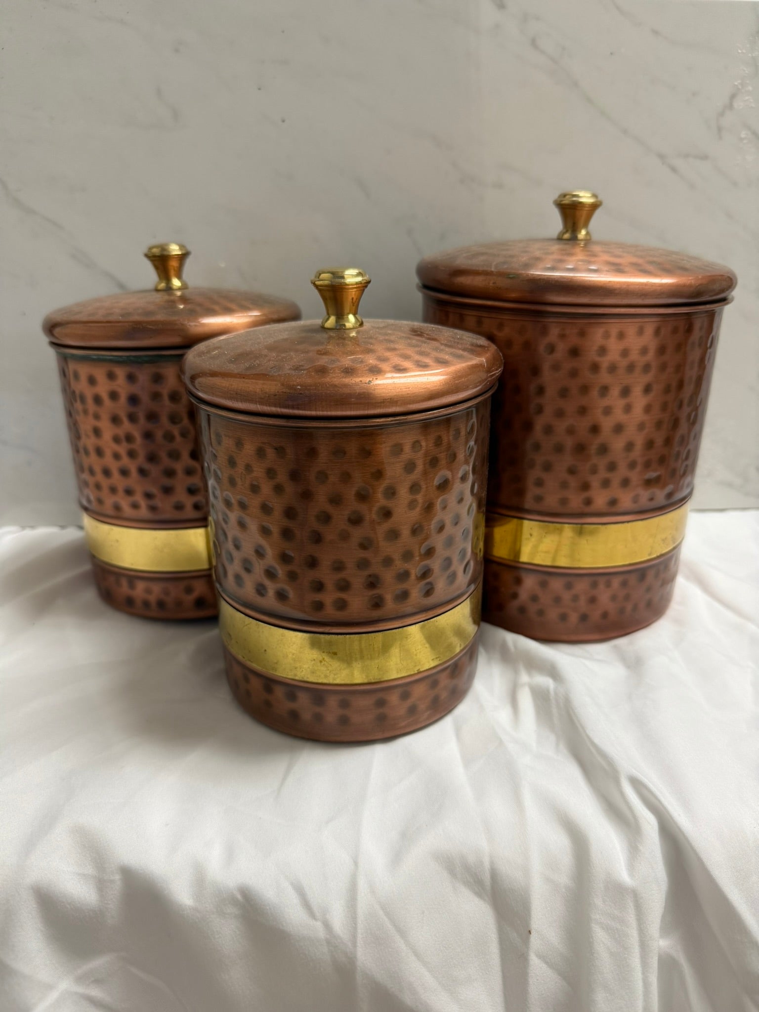 COPPER STORAGE CONTAINERS SET OF 3