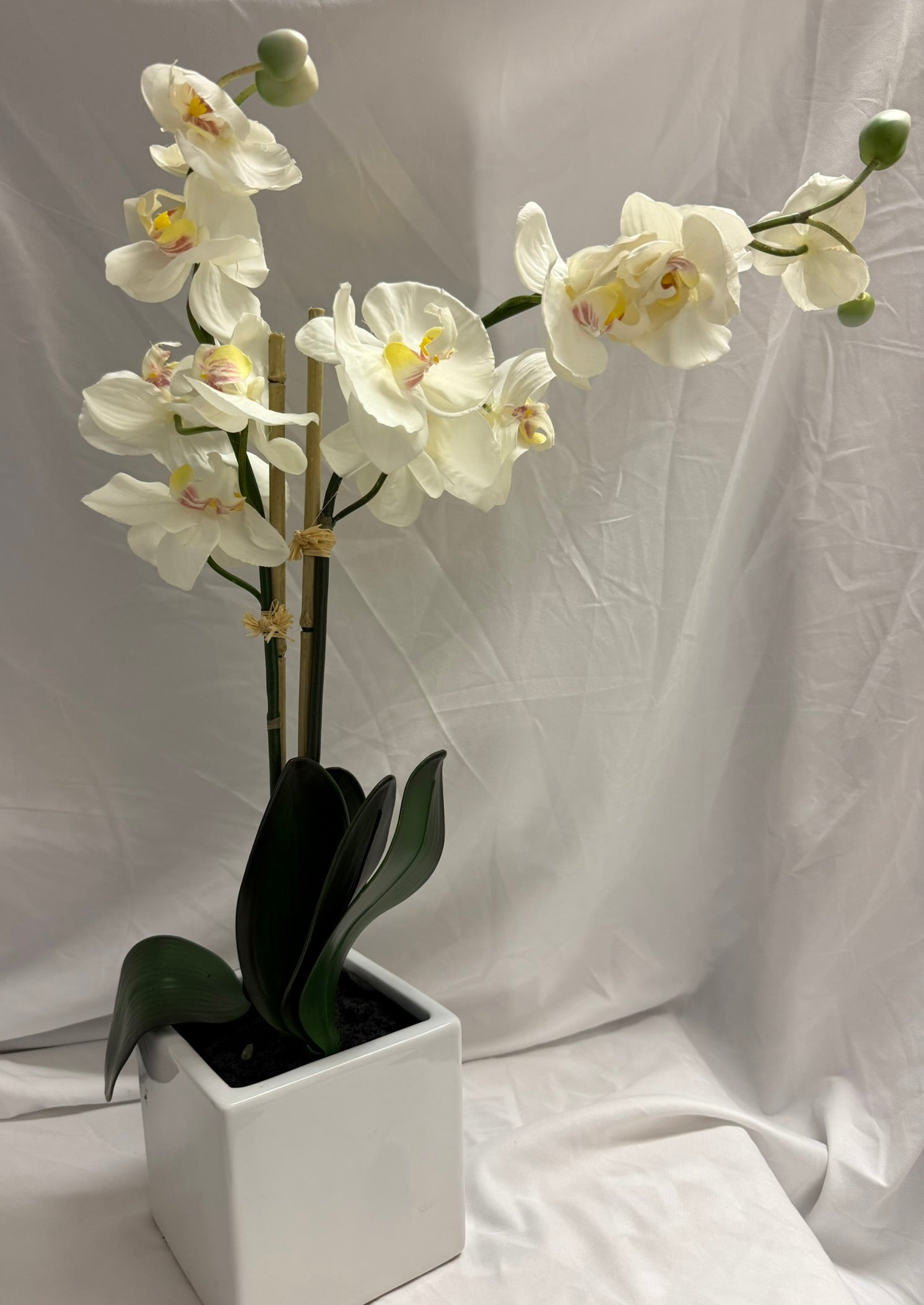 FAUX ORCHID PLANT IN PLANTER