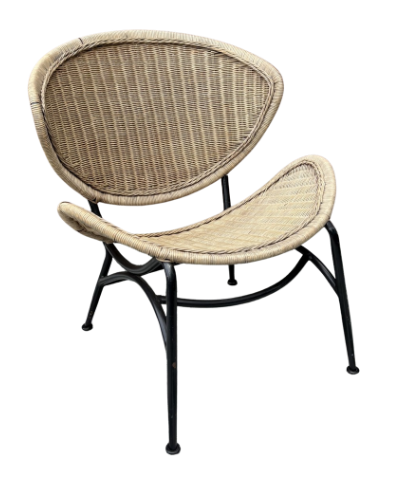 MIDCENTURY MODERN WICKER SHELL CHAIR SET OF 2