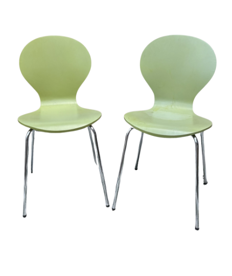 GREEN STACKABLE CHAIRS SET OF 2