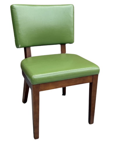 GREEN FAUX LEATHER UPHOLSTERED DINING CHAIR (SINGLE)