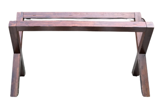 WOODEN CROSS LEGGED DINING TABLE - GLASS TOP INCLUDED