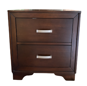 WOOD STAIN NIGHTSTAND WITH 2 DRAWERS SET OF TWO
