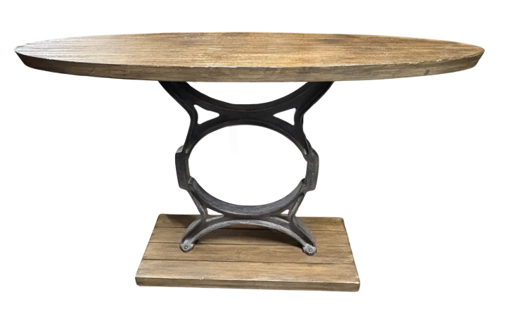 IRON AND WOOD CONSOLE TABLE