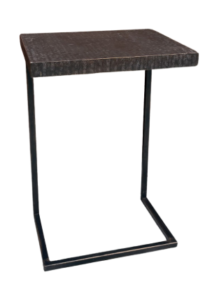 BLACK C-SHAPED TABLE IN NATURAL STEEL (SINGLE)
