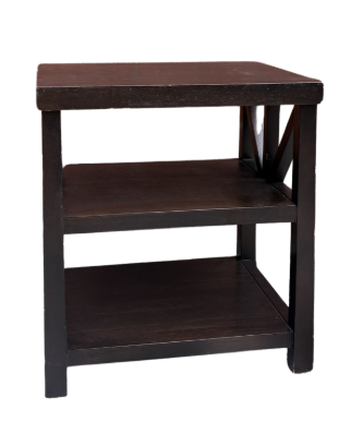 WOODEN SIDE TABLE WITH SHELVING SET OF 2