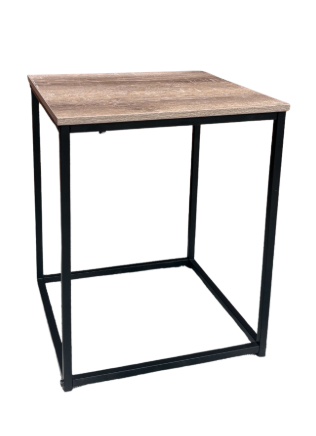 INDUSTRIAL SQUARE BLACK METAL LEGGED END TABLE SET OF 2