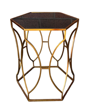 BLACK AND GOLD METAL SIDE TABLE (SINGLE)