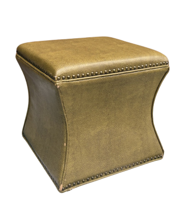 GREEN FAUX LEATHER OTTOMAN (SINGLE)