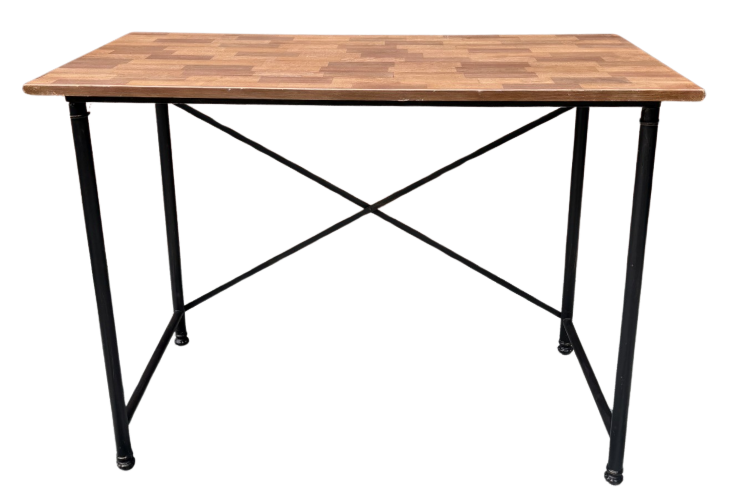 WOODEN DESK WITH BLACK METAL LEGS