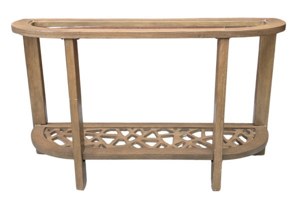 HALF MOON SHAPED CONSOLE TABLE (GLASS INCLUDED)