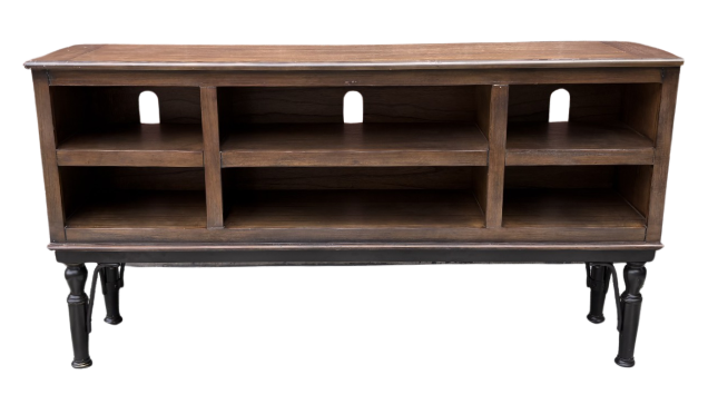 6 CUBBY CONSOLE TABLE WITH TURNED LEGS