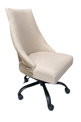 WOODEN UPHOLSTERED DRAFTING CHAIR WITH STUDS