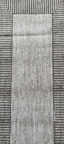 BEIGE RUG WITH STRIPED BORDER