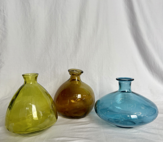 COLORFUL BALLOON SHAPED RECYCLED GLASSES SET OF 3