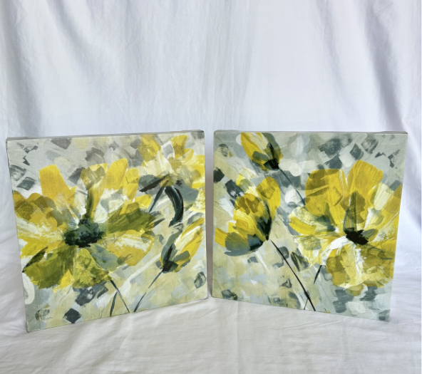 YELLOW FLOWER CANVAS SET OF 2