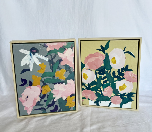 FLOWER CANVAS SET OF TWO (GOLD FRAME)