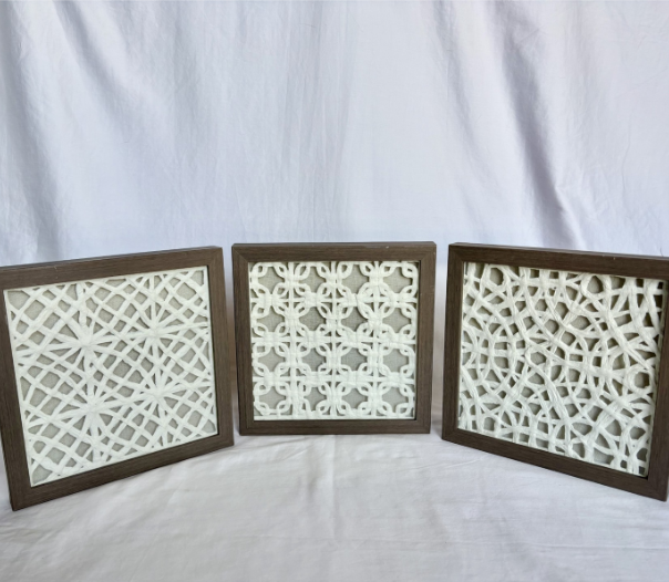 HANDMADE FABRIC PIECES SET OF 3 (WOODEN FRAME)