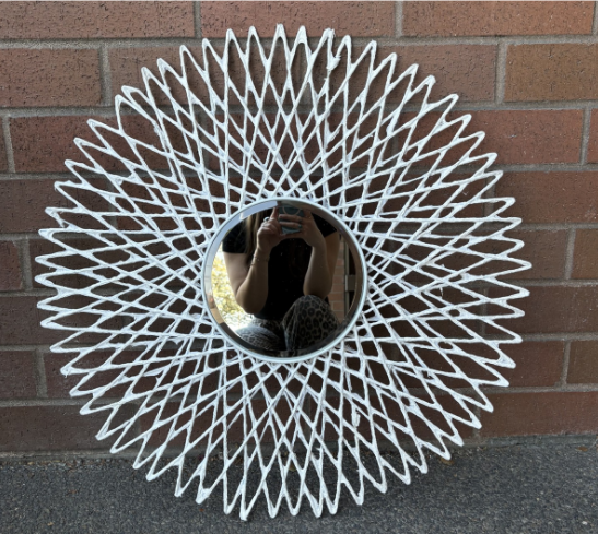 WHITE WOVEN SUNBURST WITH MIRROR