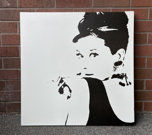BLACK AND WHITE HEPBURN CANVAS