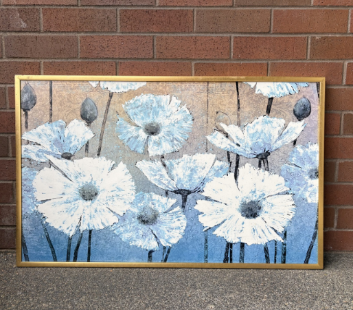 WHITE FLOWER LANDSCAPE CANVAS (GOLD FRAME)