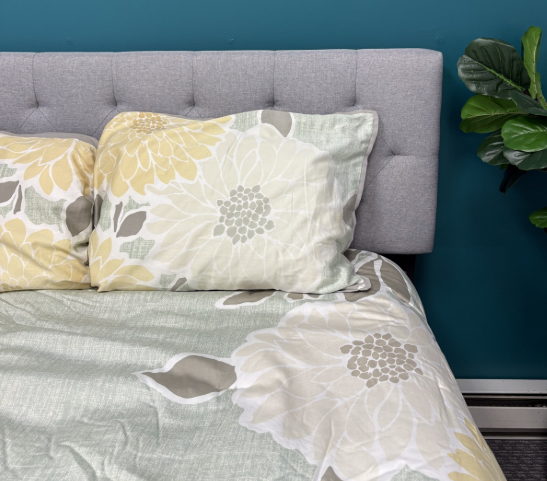 GREY AND YELLOW FLORAL BEDSPREAD