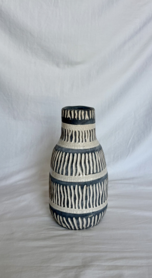 BLUE AND WHITE STRIPED VASE