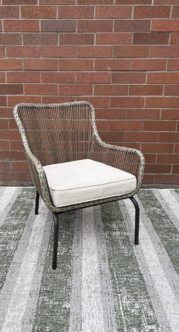 WICKER CHAIR WITH CUSHION SET OF TWO