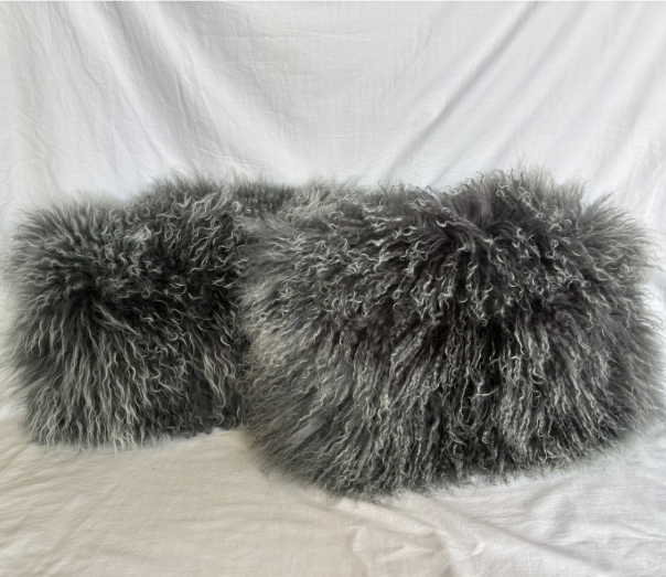FAUX FUR MONGOLIAN PILLOWS SET OF TWO