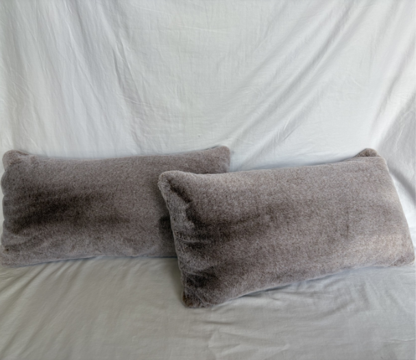 ULTRA SOFT GREY LUMBAR PILLOWS SET OF 2