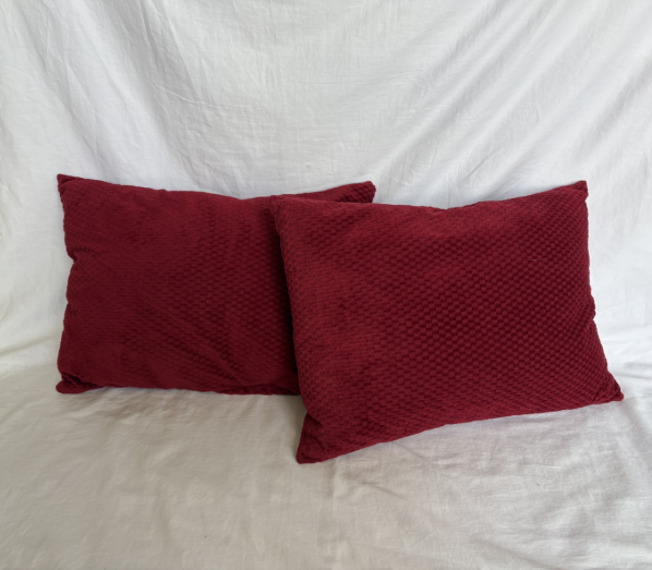 DEEP TEXTURED RED PILLOWS SET OF 2
