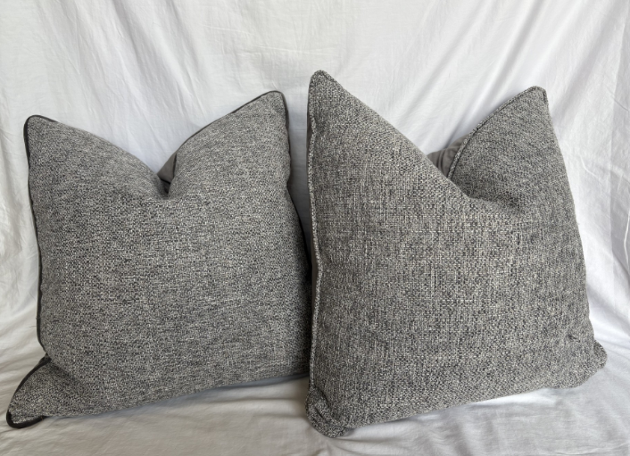 GREY STITCHED PILLOWS SET OF 2