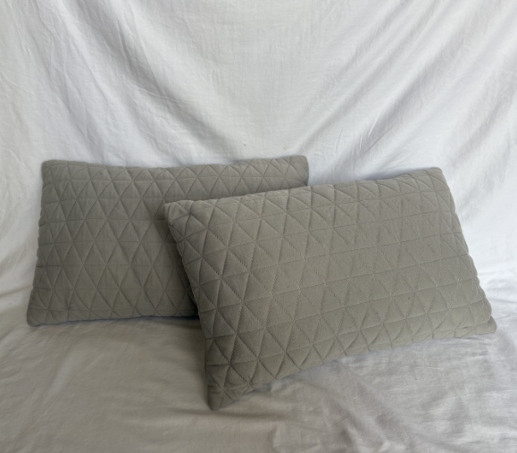 GREY TRIANGLE PATTERNED LUMBAR PILLOWS SET OF 2