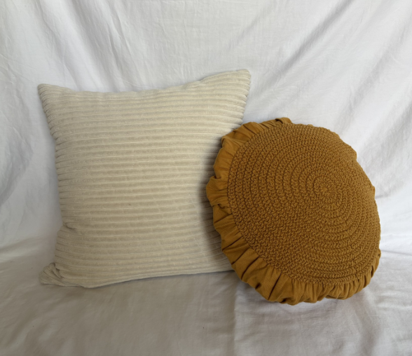 CORDUROY AND MUSTARD CIRCLE BUNDLE SET OF 2