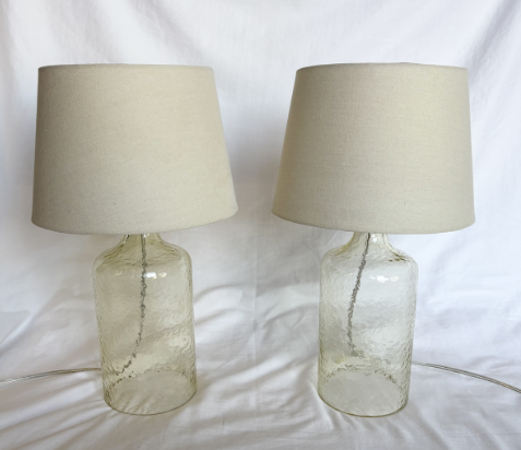 YELLOW GLASS TABLE LAMPS SET OF 2