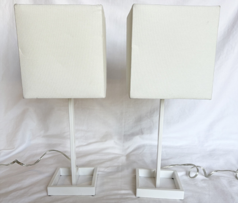 SIMPLE WHITE SQUARE TABLE LAMPS SET OF 2
