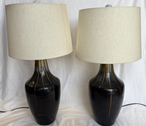 LARGE RUSTIC TABLE LAMPS SET OF 2