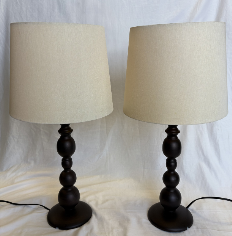 RIBBED LAMPS WITH LINEN SHADES SET OF 2