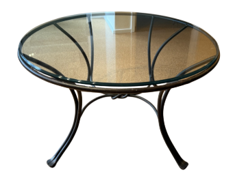 GLASS AND METAL COFFEE TABLE