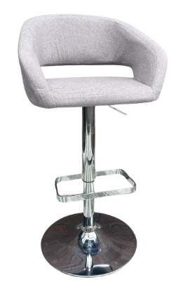 GREY UPHOLSTERED ADJUSTABLE BAR STOOL SET OF 4