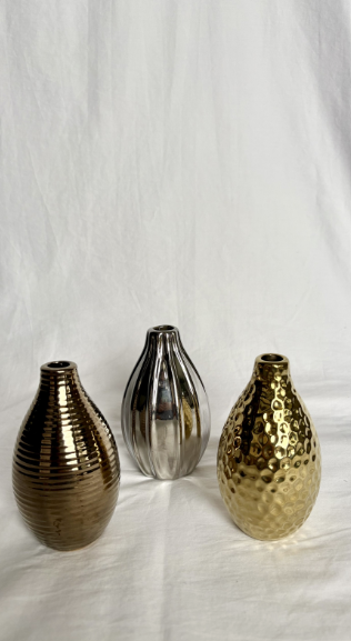 MIXED METAL BUD VASES SET OF 3