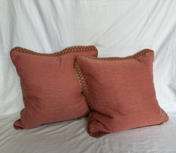 RED STITCHED PILLOWS SET OF 2