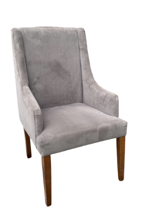 GREY VELVET WINGBACK WITH ARMS CHAIR (single)