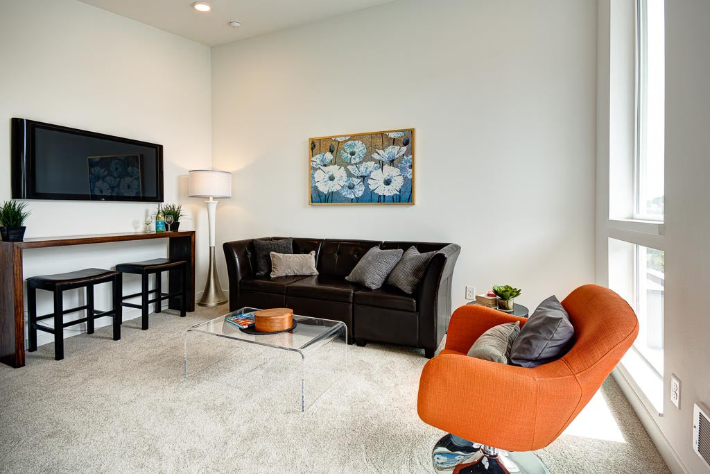 BROWN LEATHER SOFA (SOFA ONLY - OTHER ITEMS PICTURED ARE NOT INCLUDED)