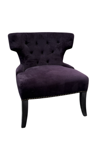 BLACK TUFTED VELVET WINGBACK ARMLESS CHAIR (single)